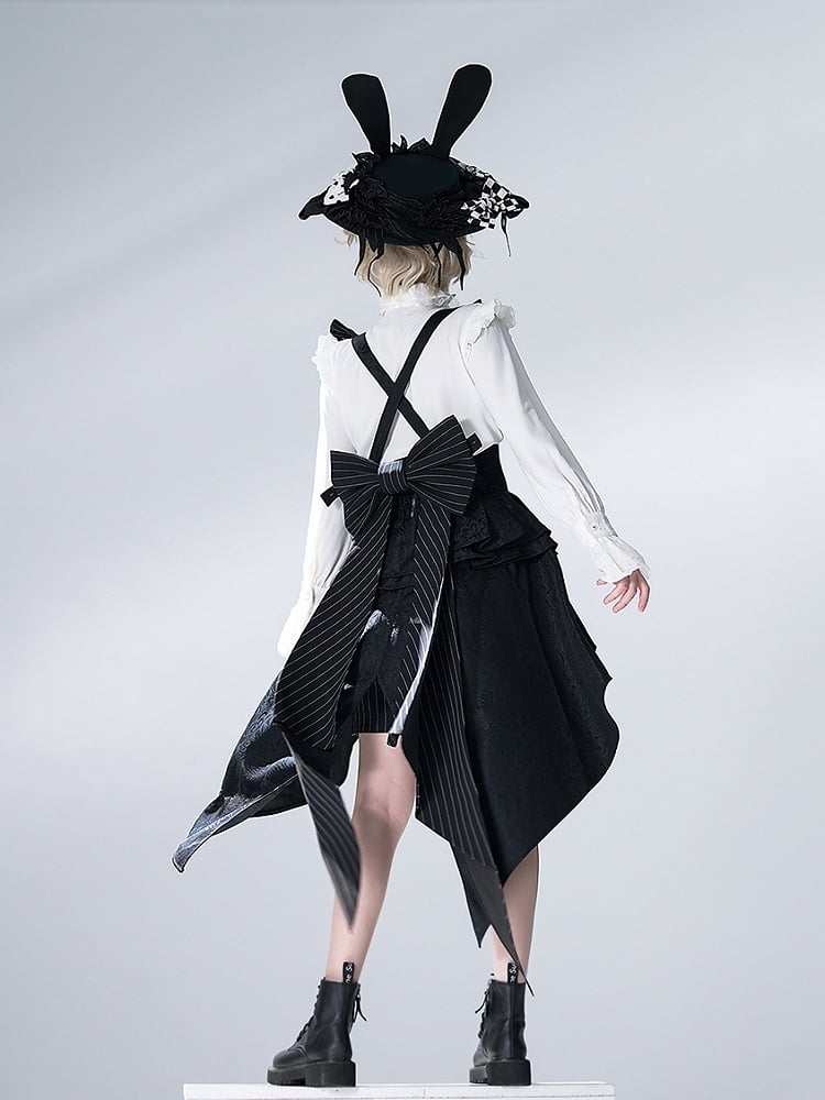 Straps Jacquard Bunny with Corset Black Train Bowknot Theater