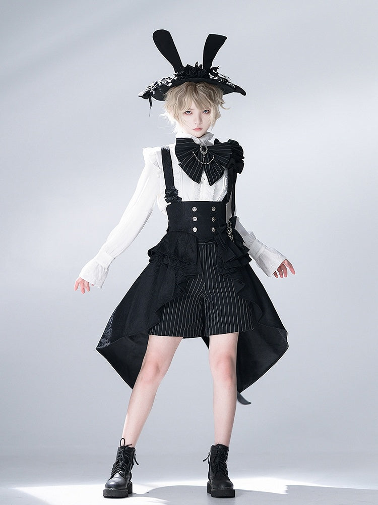 Striped Theater Bowknot Brooch Bunny