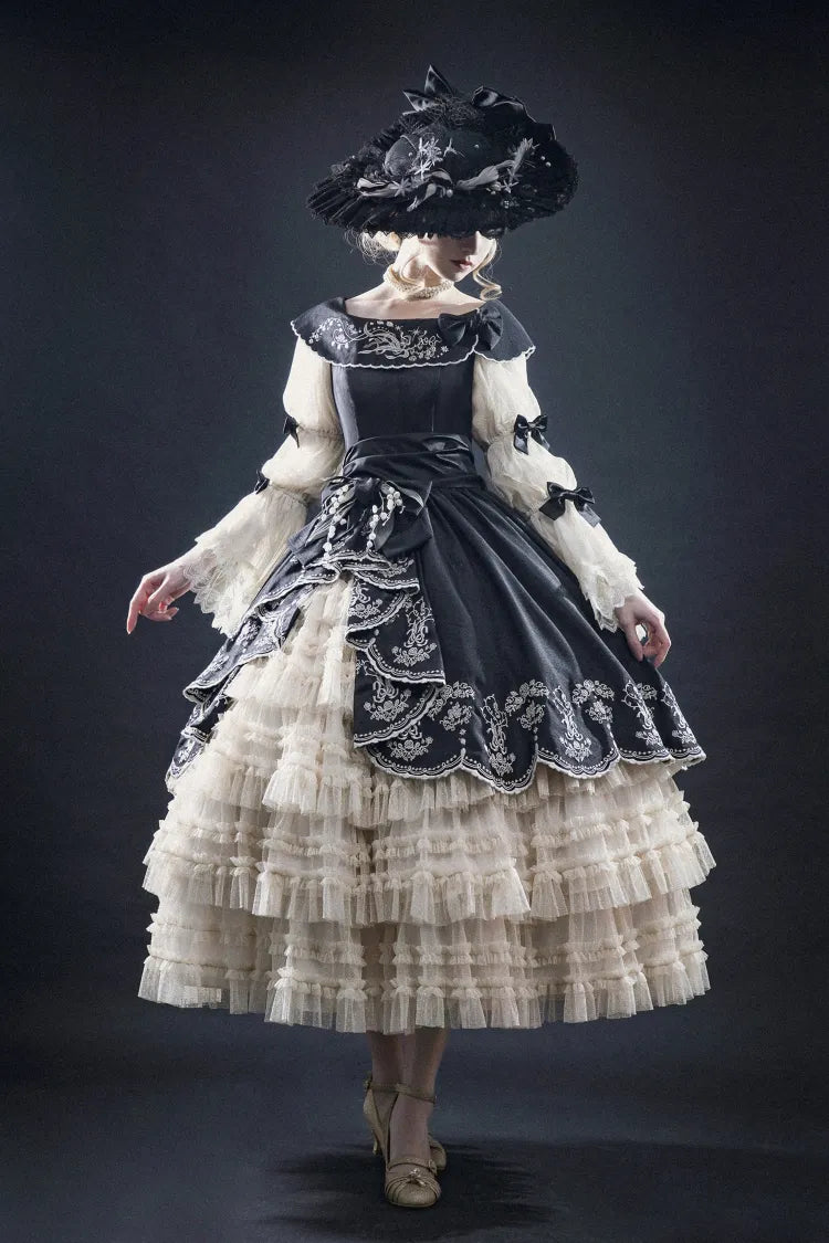 Lily Embroidery Dress Beige Lolita Valley of Black Classic the