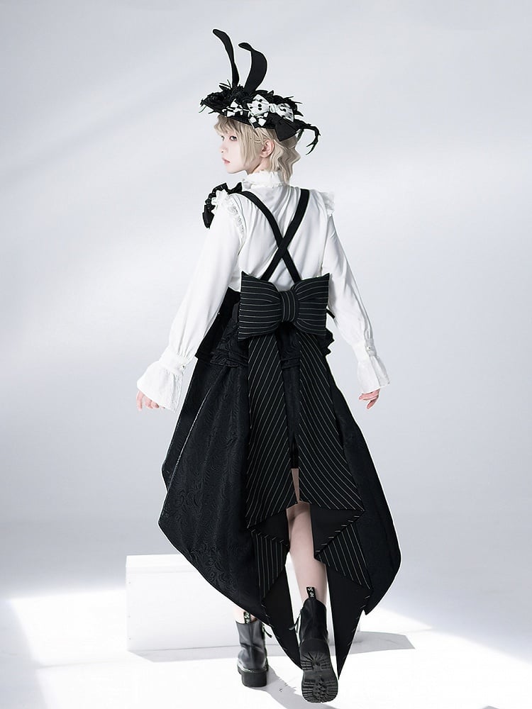 Straps Jacquard Bunny with Corset Black Train Bowknot Theater