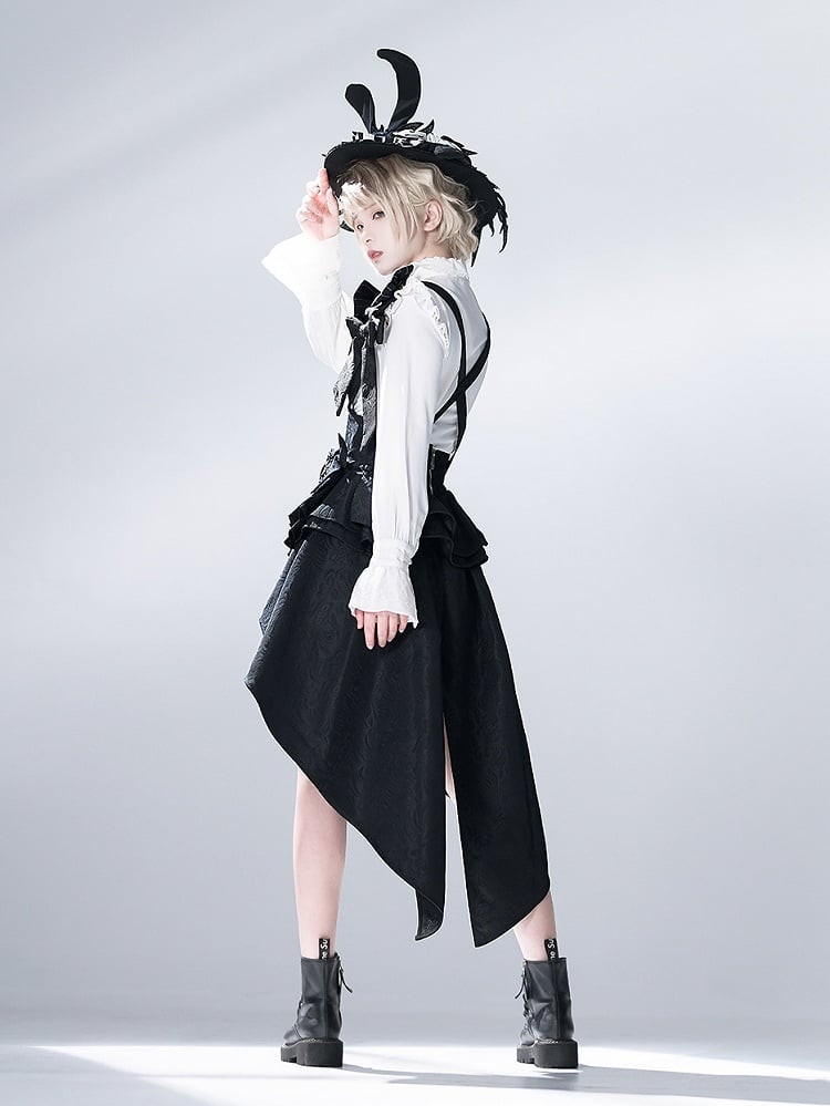 Straps Jacquard Bunny with Corset Black Train Bowknot Theater