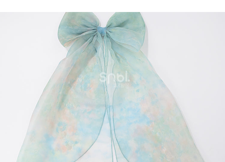 Green Short/Long Sleeves Short Bow with Sweet Detachable Version Dress Big