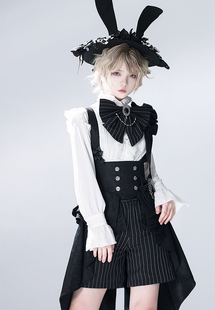 Straps Jacquard Bunny with Corset Black Train Bowknot Theater