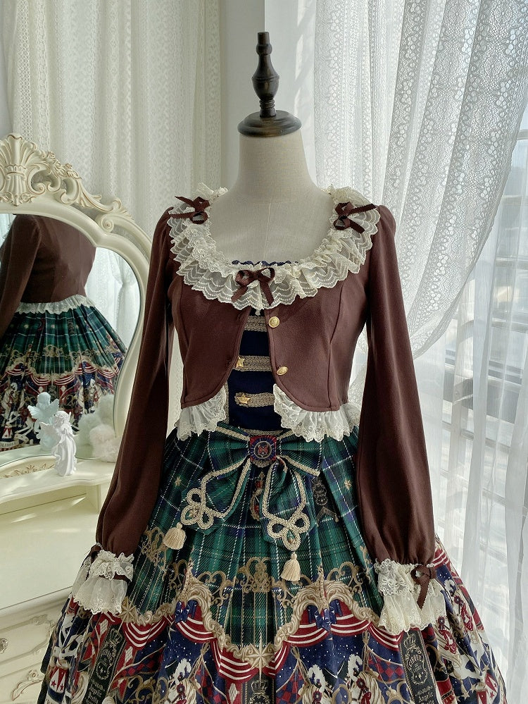 with Sleeves Accents Delicate Lace Cardigan and Coffee Bow Cozy Long Trim