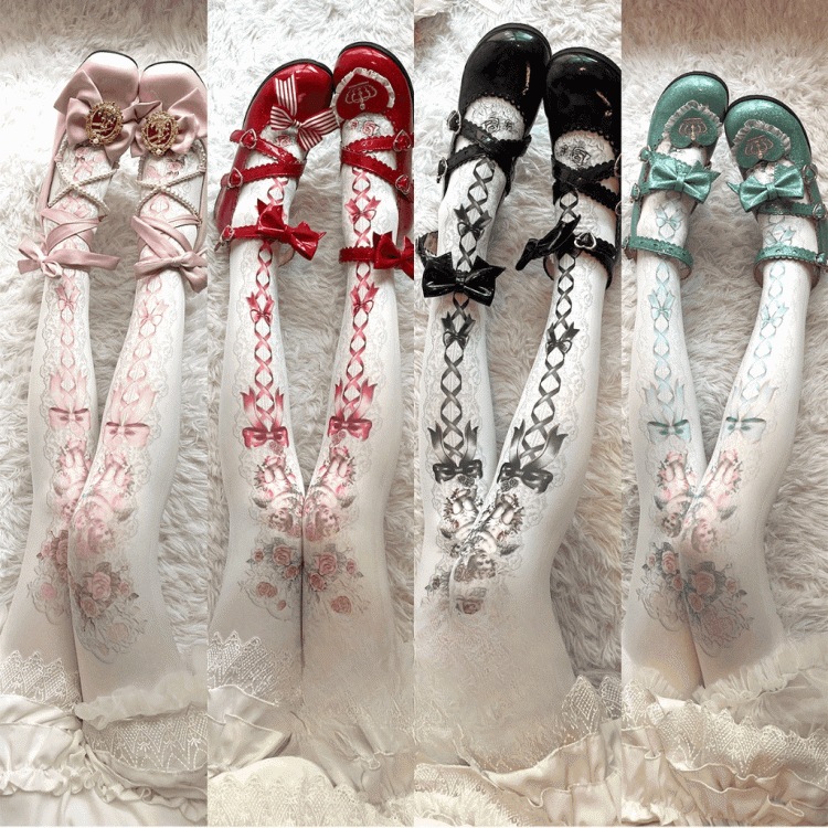 Strumpfhose mit Rose Angel-Print