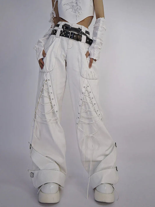 Waistband Denim Details (Waistbelts Double Pants Lace-up White Included) Not