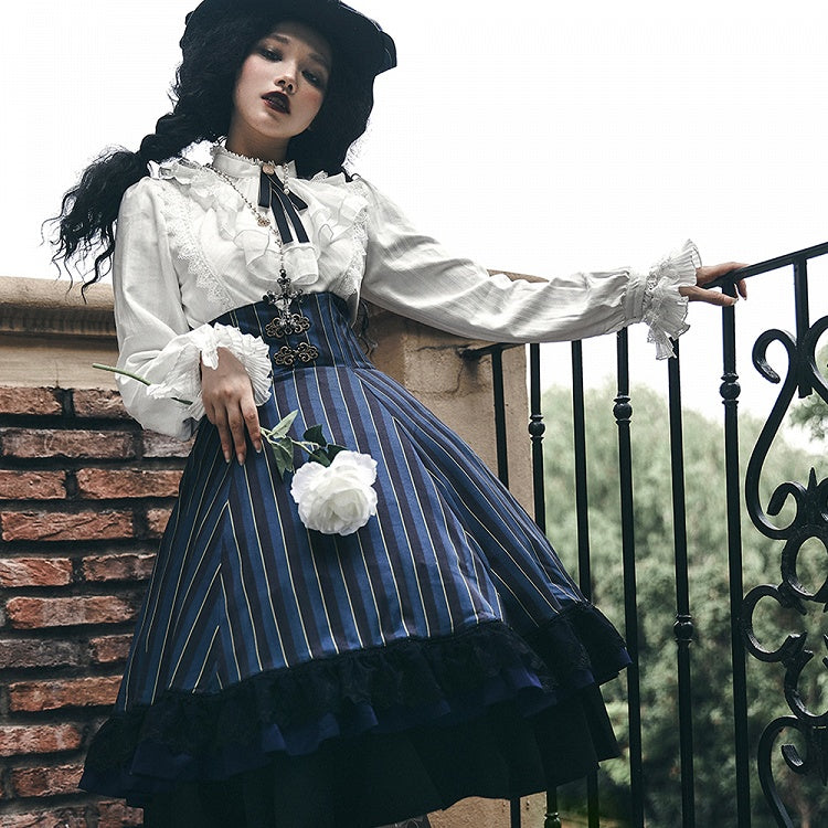 Corset Available Colors High-Waist 4 Skirt Gothic Striped – Lolita