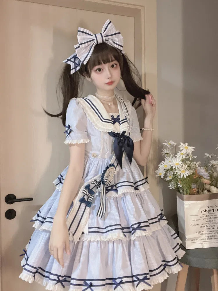 Big / Hairclip White Bowknot Dark Blue