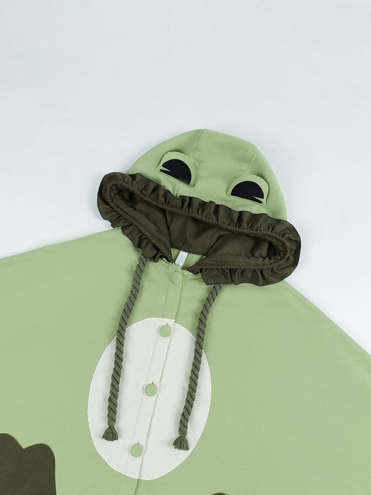 Grüner Froschumhang mit Rüschenbesatz