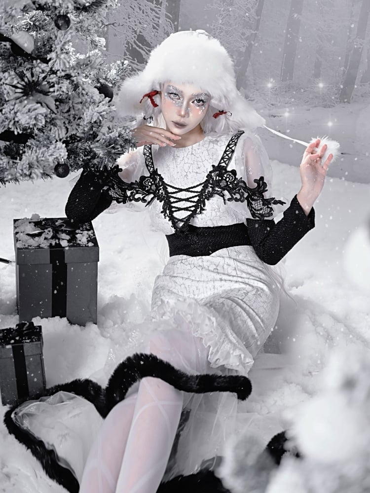 Gothic Christmas Schneeflocke Meerjungfrau Plüschrock