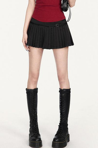Basal Pleated Satin Skirt