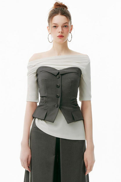 Gray Up Set Bustier