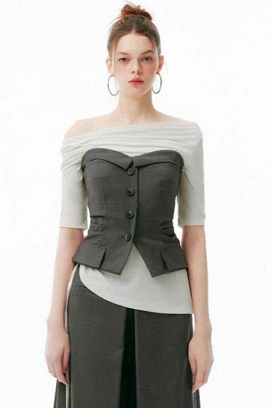 Gray Up Set Bustier