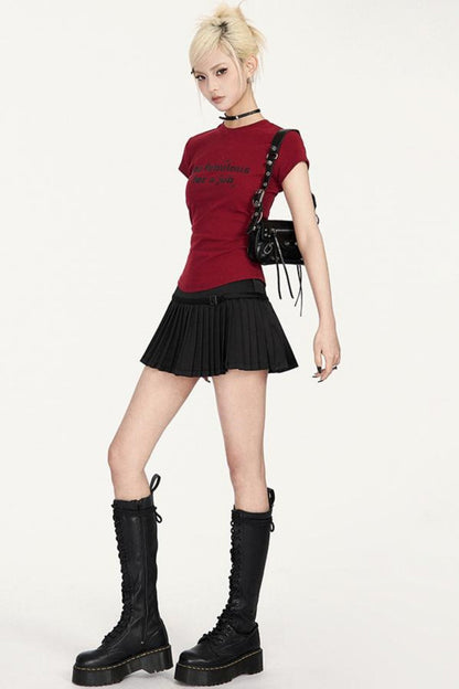 Basal Pleated Satin Skirt