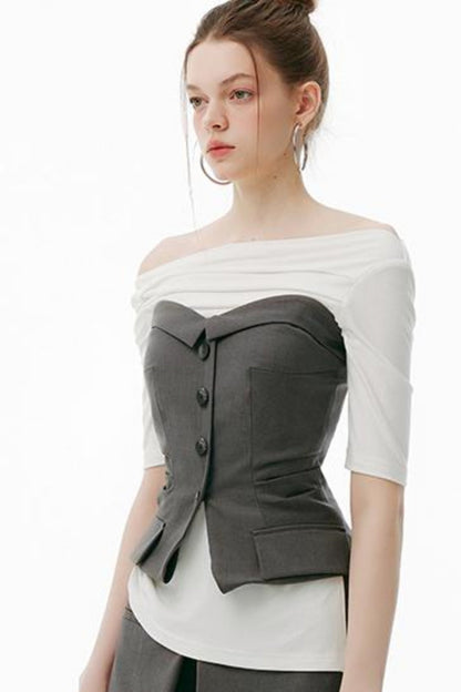 Gray Up Set Bustier