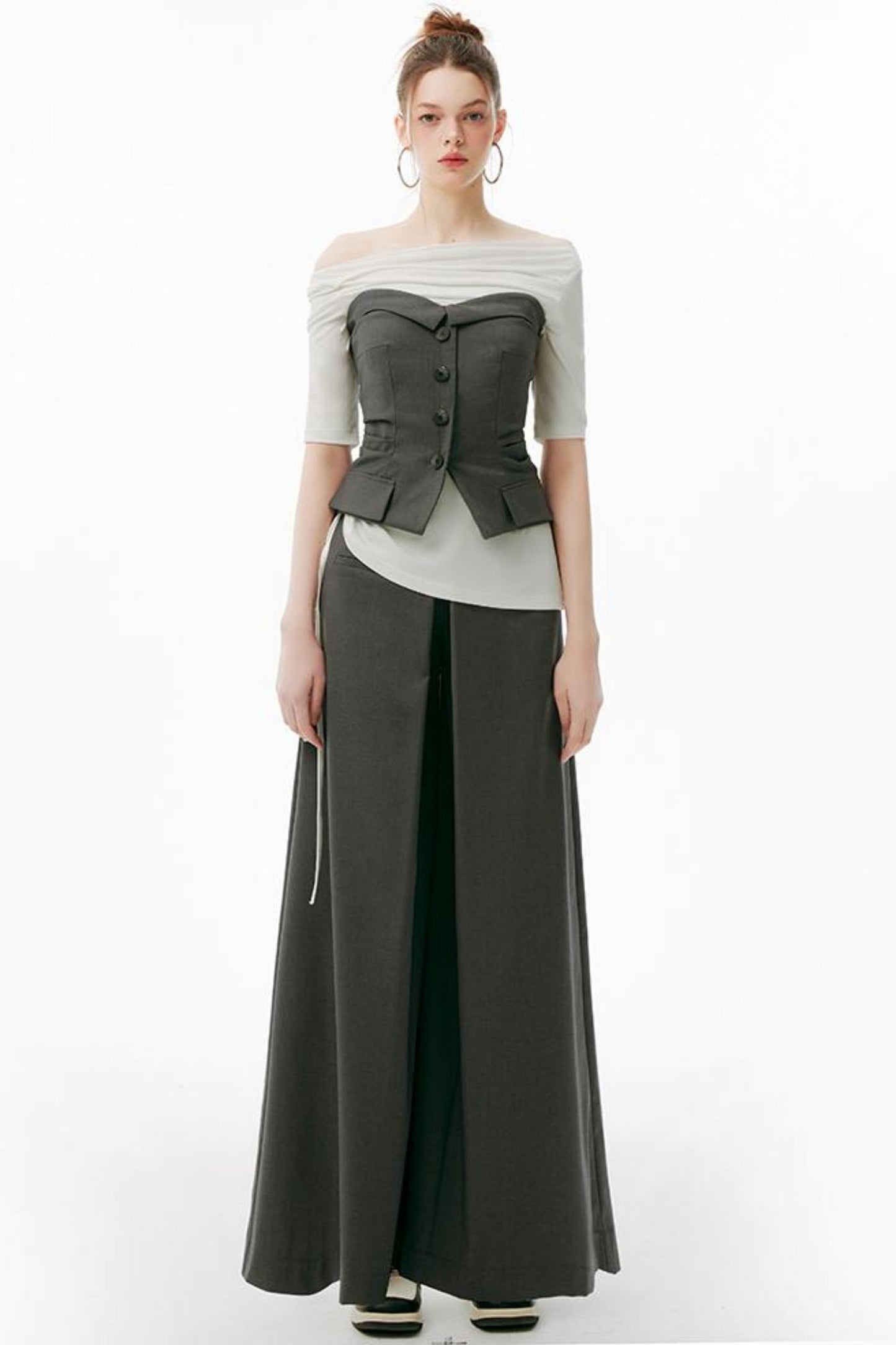 Gray Up Set Bustier
