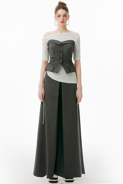 Gray Up Set Bustier