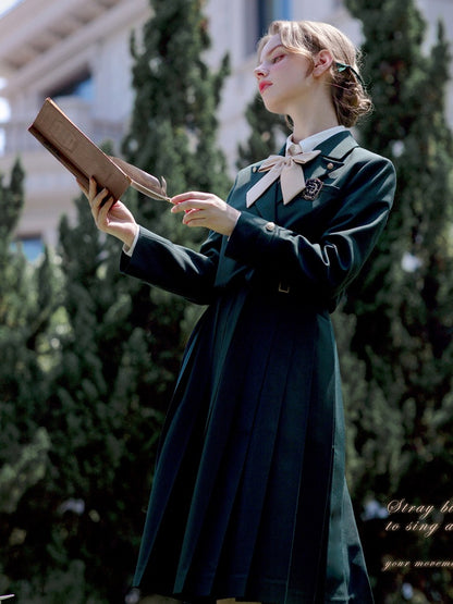 Dark Green JK Uniform Notched Collar Blazer