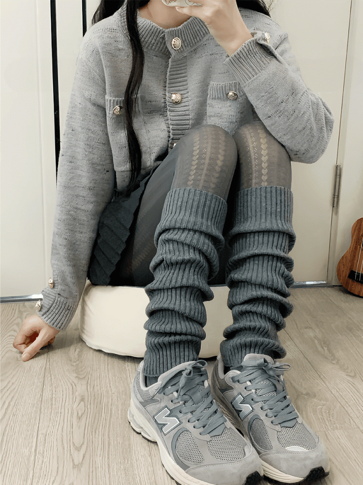 Jambières tricotées blanc cassé/kaki/gris/noir