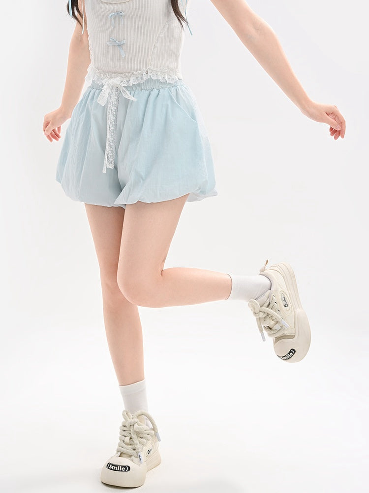 Blue Bubble Yume Kawaii Lace Shorts Drawstring