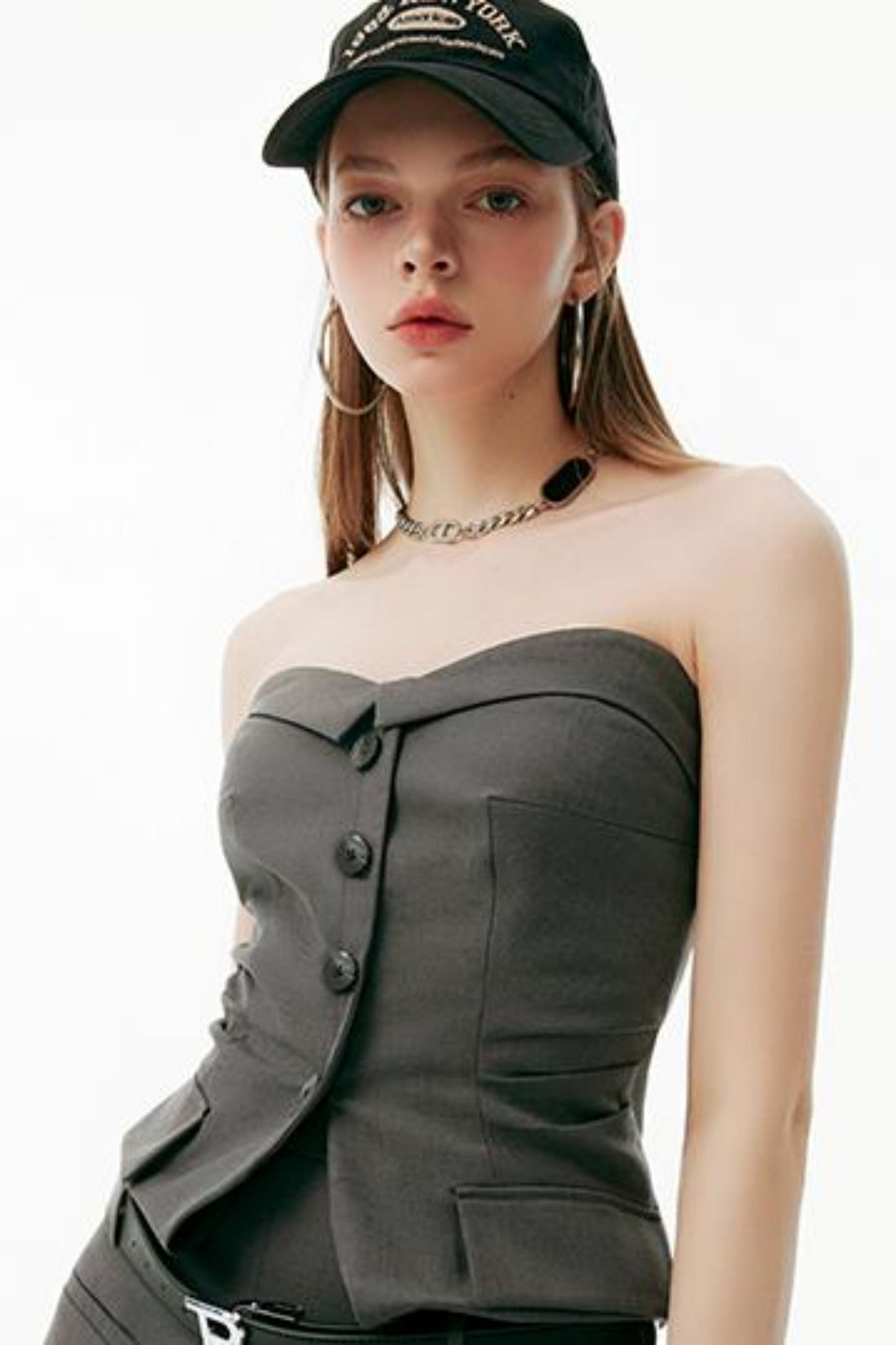 Gray Up Set Bustier