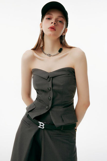 Gray Up Set Bustier