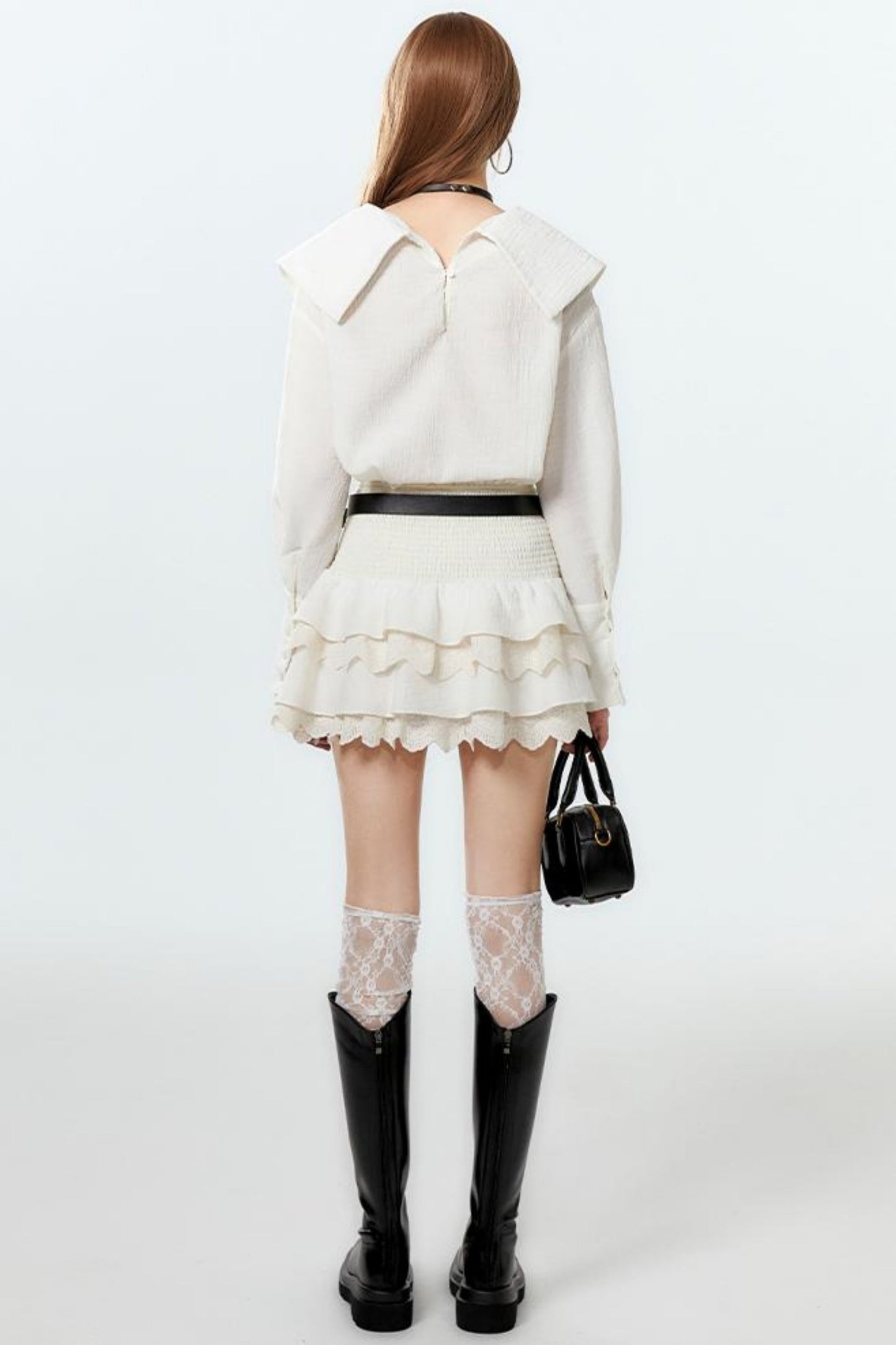 Cool Lapel Skirt and Cake Setup Shirt