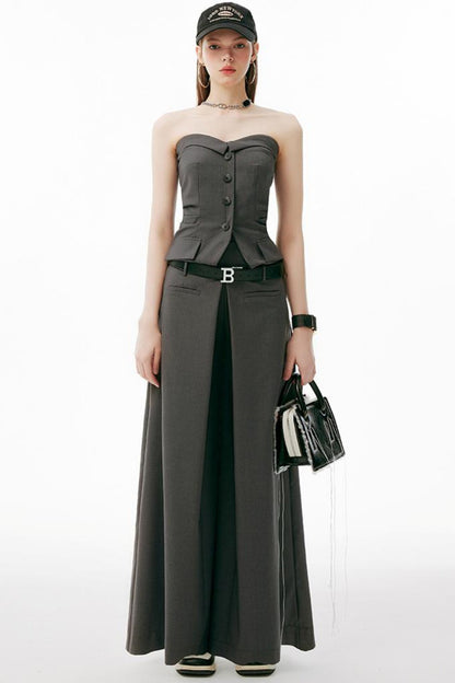 Gray Up Set Bustier