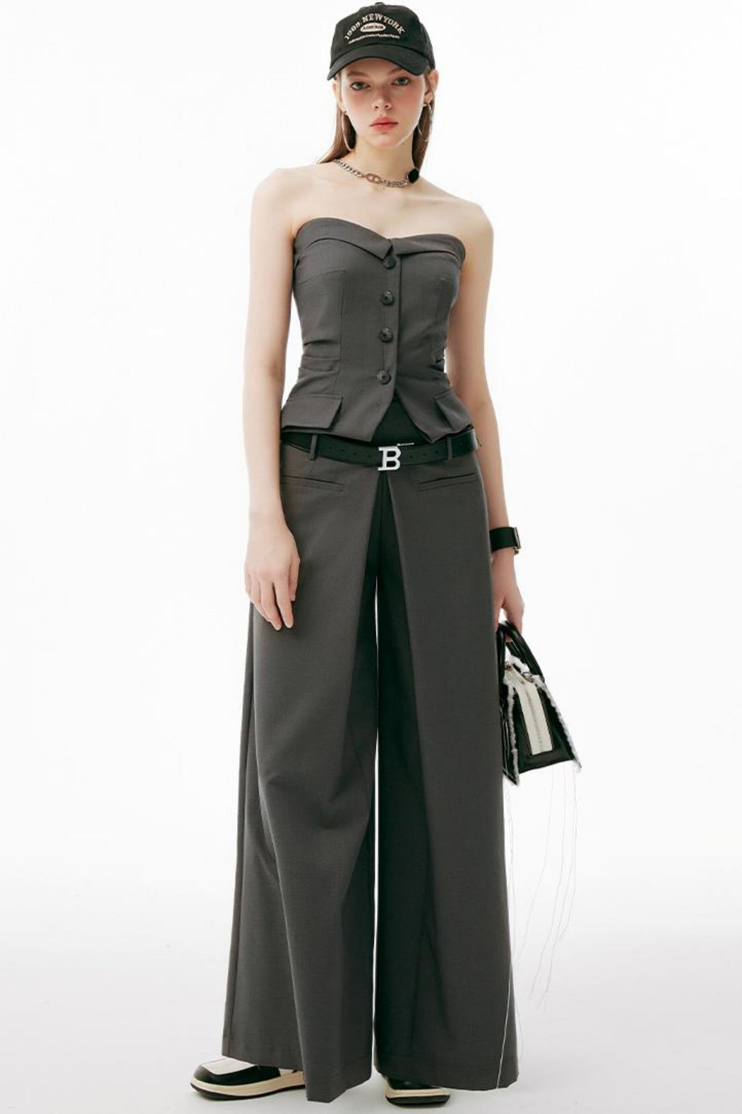 Gray Up Set Bustier
