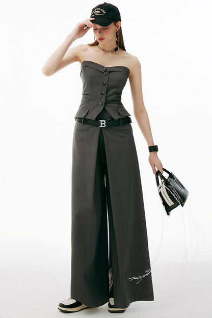 Gray Up Set Bustier