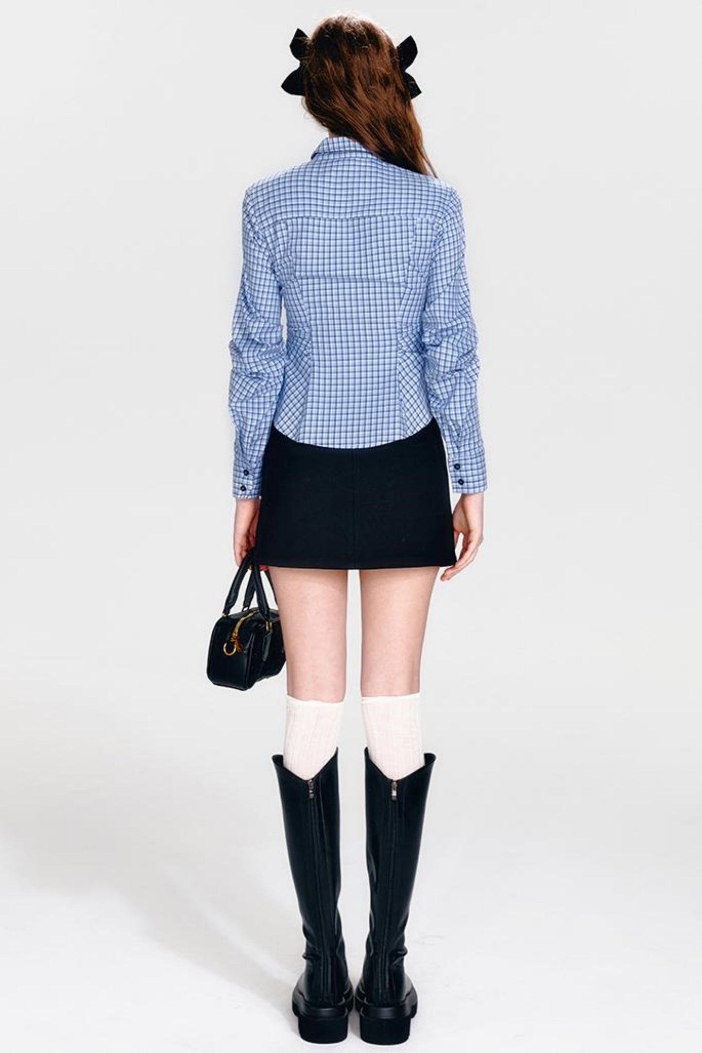 Shirt and Hip Cool Blue Check Skirt Mint Setup