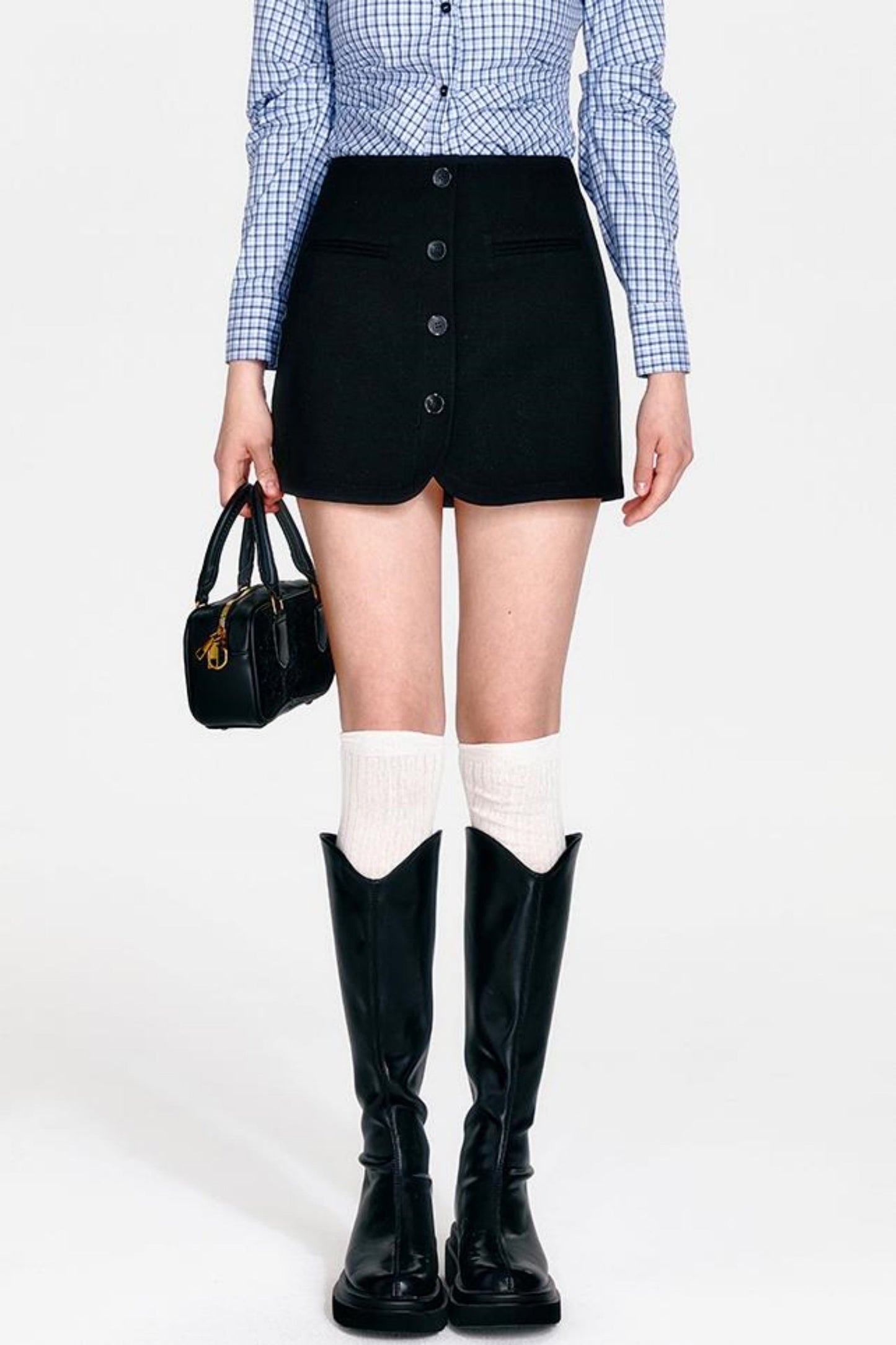 Shirt and Hip Cool Blue Check Skirt Mint Setup