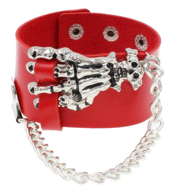 Skeleton Design Punk Bracelet with Chain