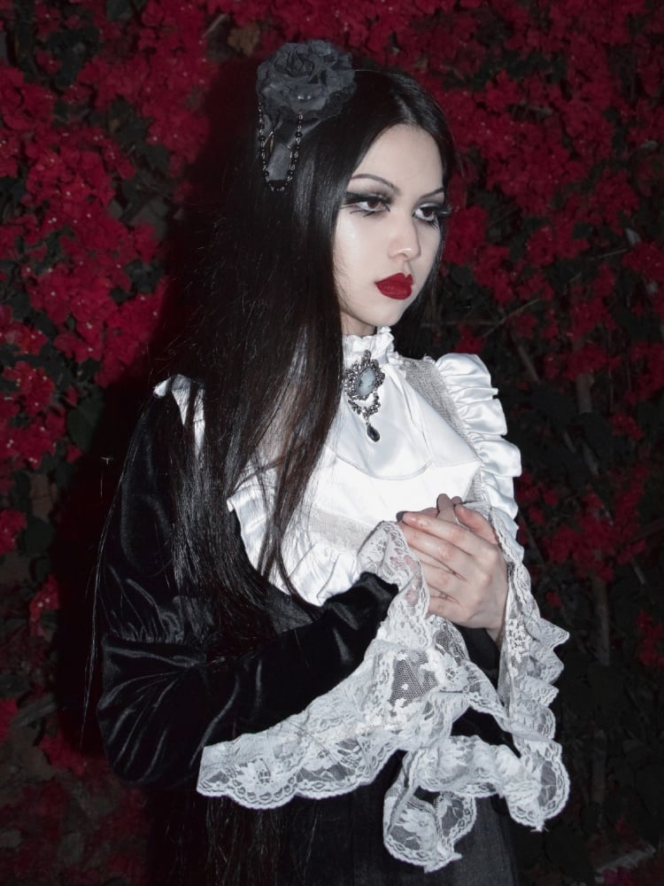 Gothic Medieval Vampire Lace Velvet Long Mermaid Dress