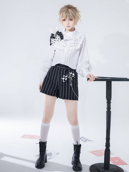 Bunny Theater White Lace-up Cuffs Ouji Shirt