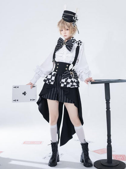 Bunny Theater Ouji Fashion Chess Pattern Black Girdle