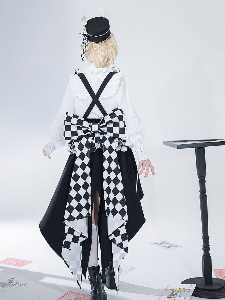 Fabric Corset Bunny Theater Peplum Tail Chess Train Swallow with Pattern Shoulder Straps