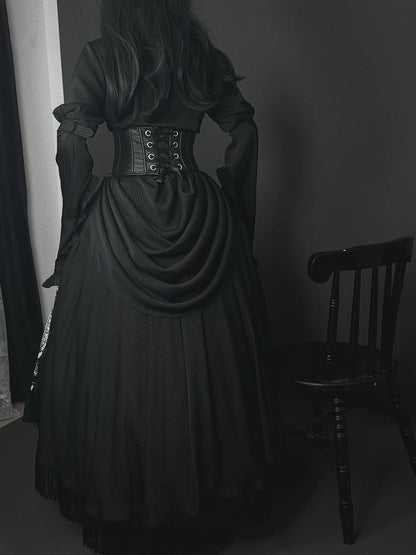 Belt Leather PU Boned Black Corset