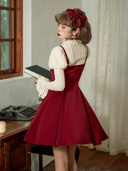 Spaghetti Waist Straps Elegant Dress Fit Red Slim