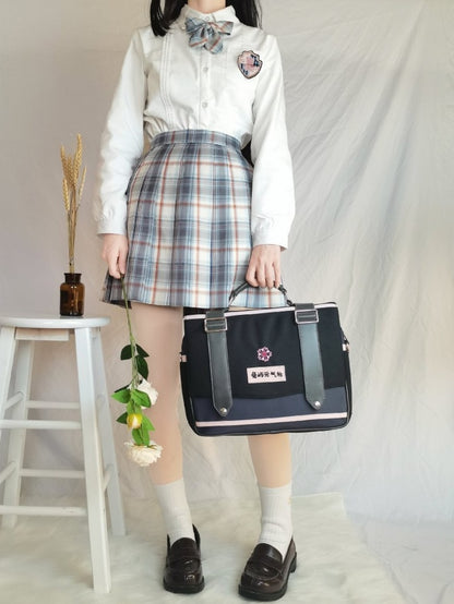 Black and Pink JK Uniform Satchel Bag Bunny Island Sakura Japanese Backpack