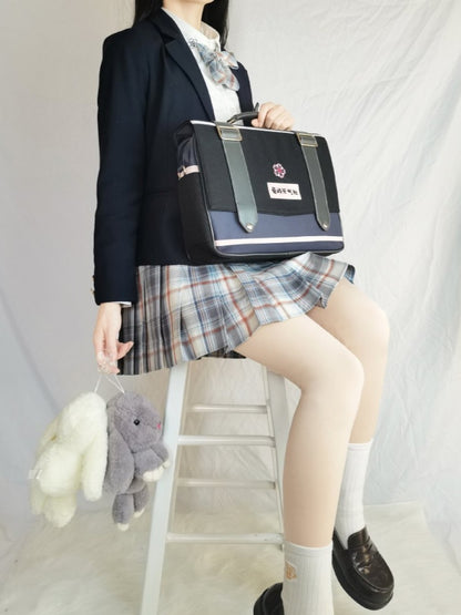 Black and Pink JK Uniform Satchel Bag Bunny Island Sakura Japanese Backpack