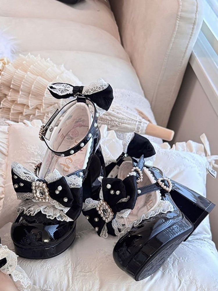 Beaded Black Detachable Decorated Bowknot And Polished Rhinestone