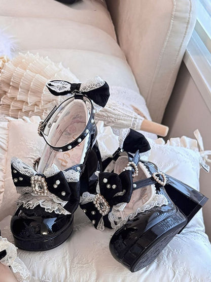 Beaded Black Detachable Decorated Bowknot And Polished Rhinestone