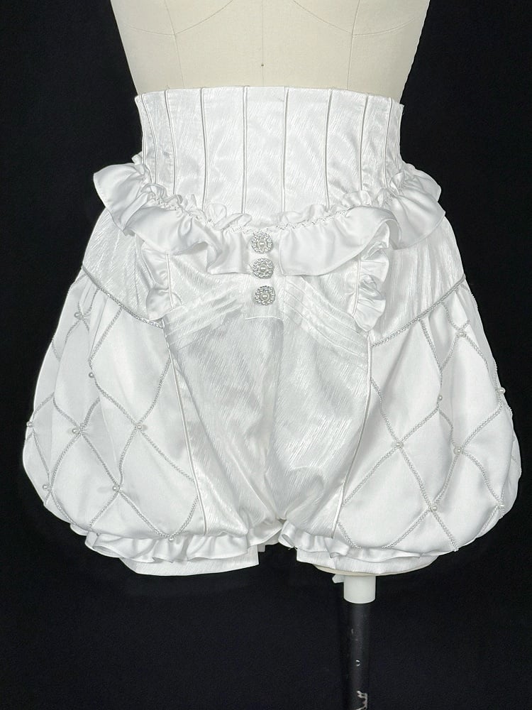 White Shorts Bloomer Shirt All Prince Lolita High - Set Outfit Cape + Waist Full Ouji Short Sleeves