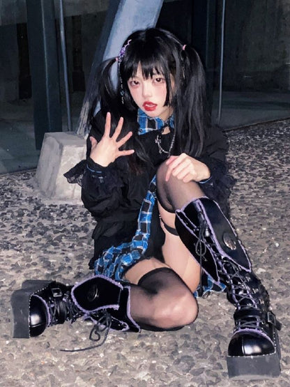 Bad Bunny Lace Trim Bunny Ears Platform Boots