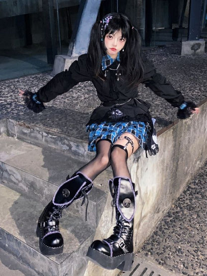 Bad Bunny Lace Trim Bunny Ears Platform Boots