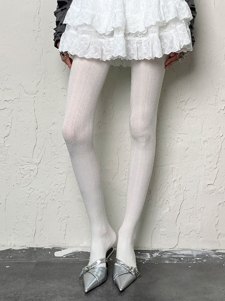 White Gothic Y2K Tights