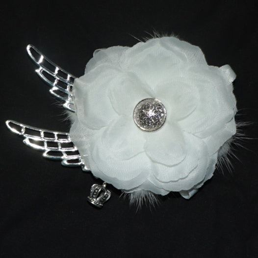 Hairclips Wing And White Crown Floral Decorated