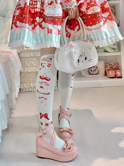 Puppy Print Sweet Lolita  Over Knee Stockings