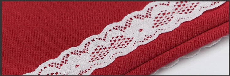 Black/Red Lace Butterflies Straight-leg Cut Pants Lace Trim